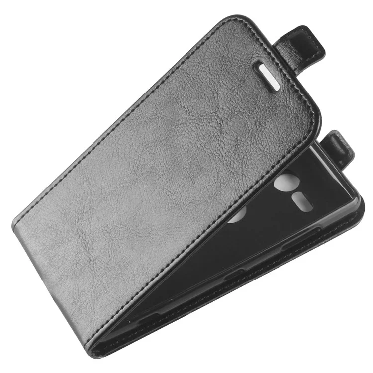 For Sony Xperia XZ2 Compact Crazy Horse Texture Vertical Flip Leather Case with Card Slot - Black