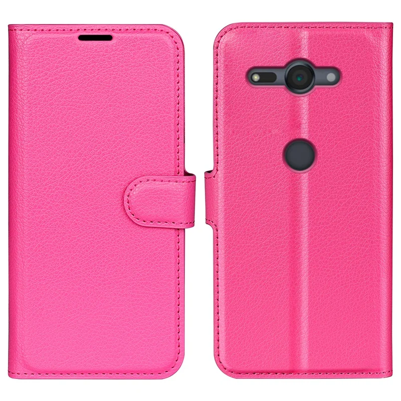 Litchi Texture PU Leather Wallet Stand Phone Case for Sony Xperia XZ2 Compact - Rose