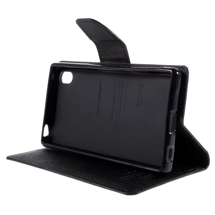 MERCURY GOOSPERY Leather Wallet Case for Sony Xperia Z5 / Z5 Dual with Stand - Black