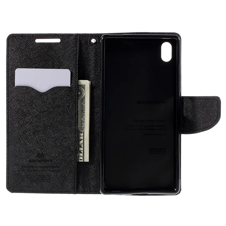 MERCURY GOOSPERY Leather Wallet Case for Sony Xperia Z5 / Z5 Dual with Stand - Black