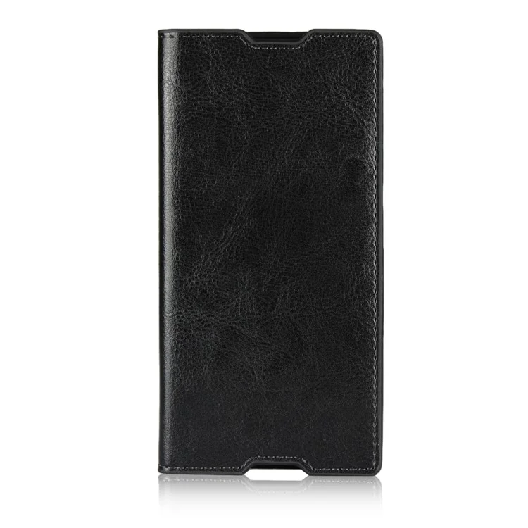 Crazy Horse Genuine Leather Wallet Case for Sony Xperia XA1 - Black