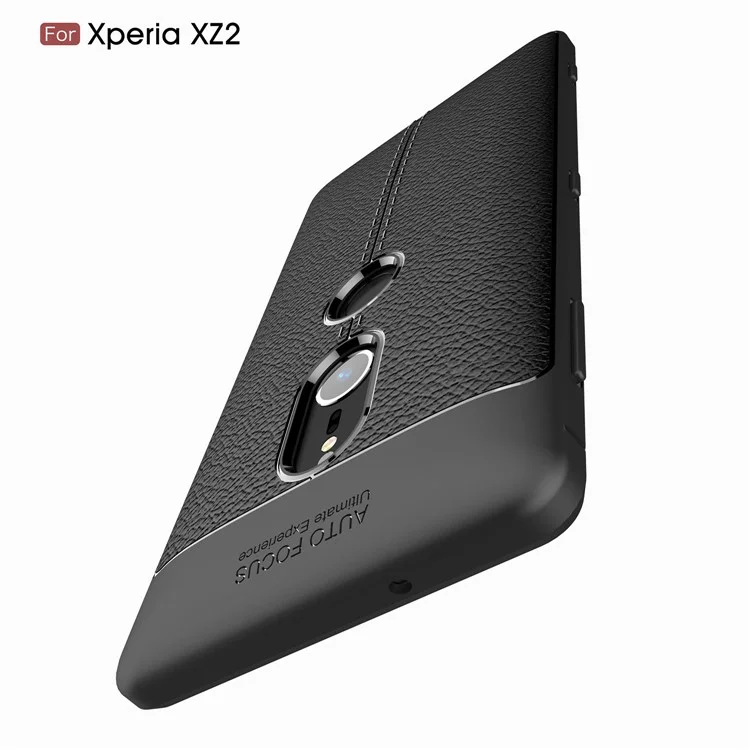Litchi Grain Soft TPU Back Cover for Sony Xperia XZ2 - Black
