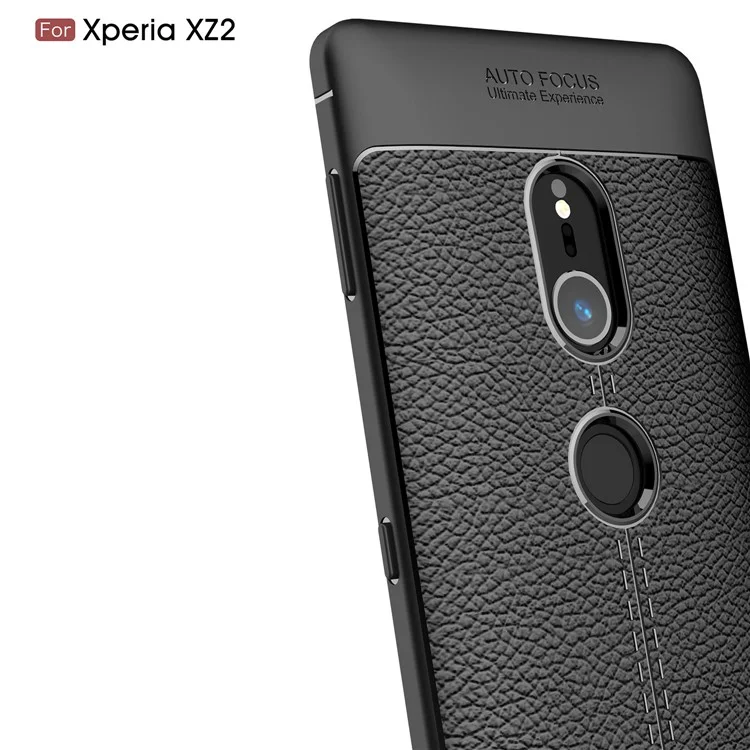 Litchi Grain Soft TPU Back Cover for Sony Xperia XZ2 - Black