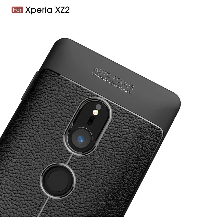 Litchi Grain Soft TPU Back Cover for Sony Xperia XZ2 - Black
