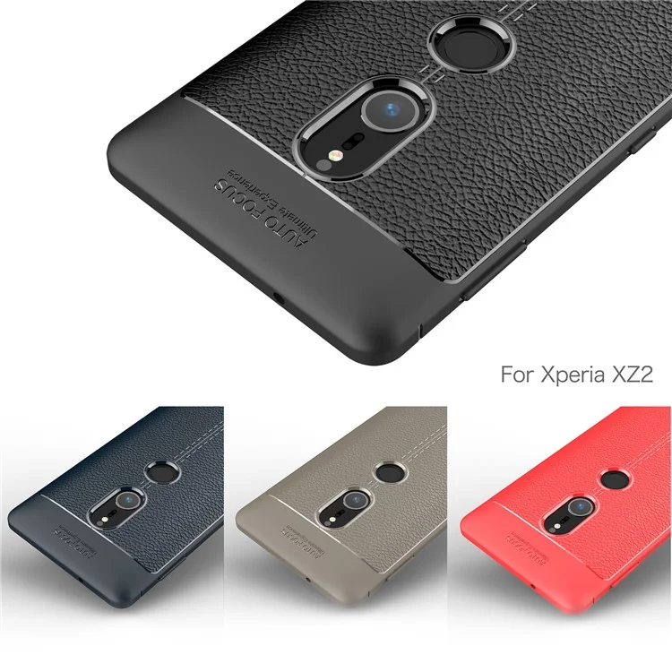 Litchi Grain Soft TPU Back Cover for Sony Xperia XZ2 - Black