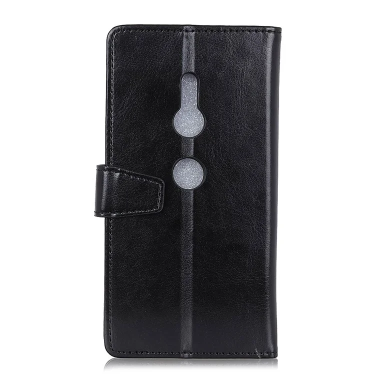 Crazy Horse Wallet Leather Mobile Phone Case for Sony Xperia XZ2 - Black