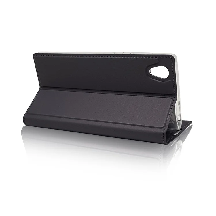 Auto-absorbed Stand Leather Card Holder Mobile Case for Sony Xperia L1 - Black