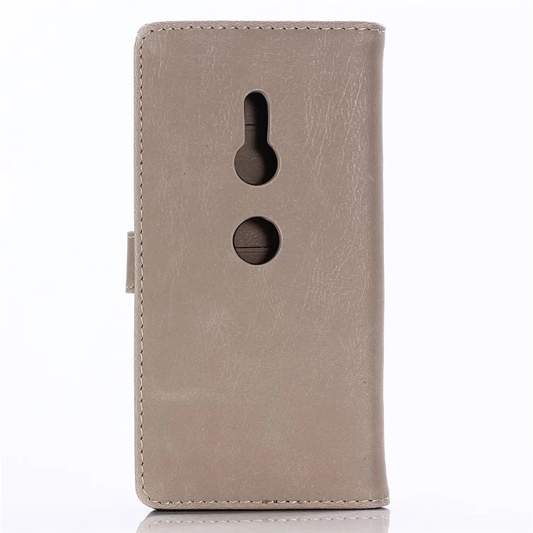 Crazy Horse Texture Retro Style Leather Wallet Stand Cover for Sony Xperia XZ2 - Grey