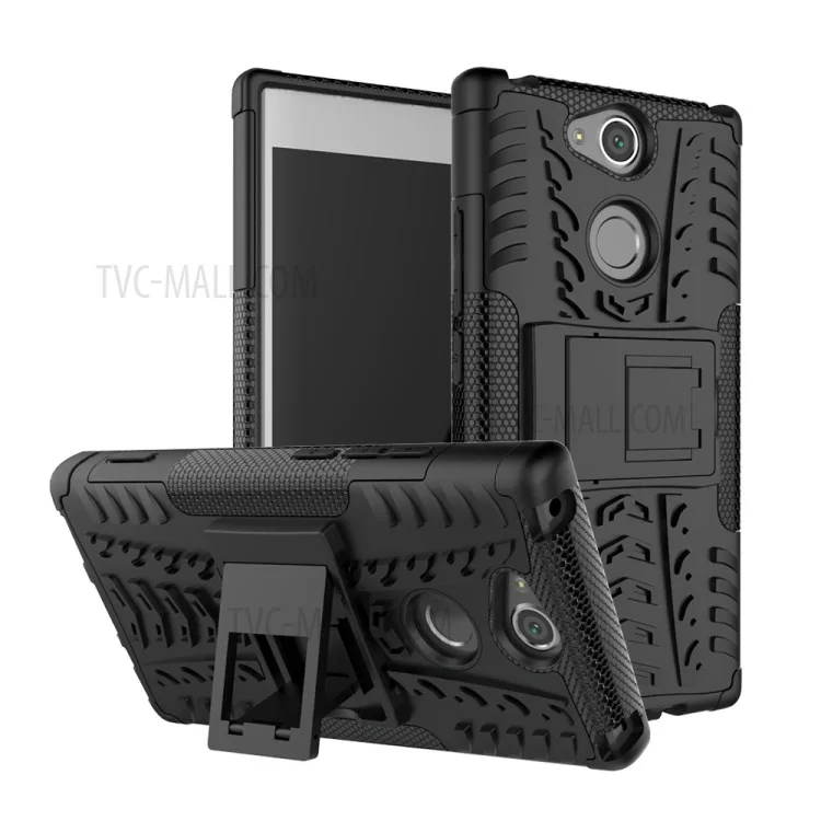 Anti-slip PC + TPU Hybrid Case with Kickstand for Sony Xperia XA2 - Black
