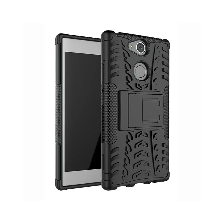 Anti-slip PC + TPU Hybrid Case with Kickstand for Sony Xperia XA2 - Black