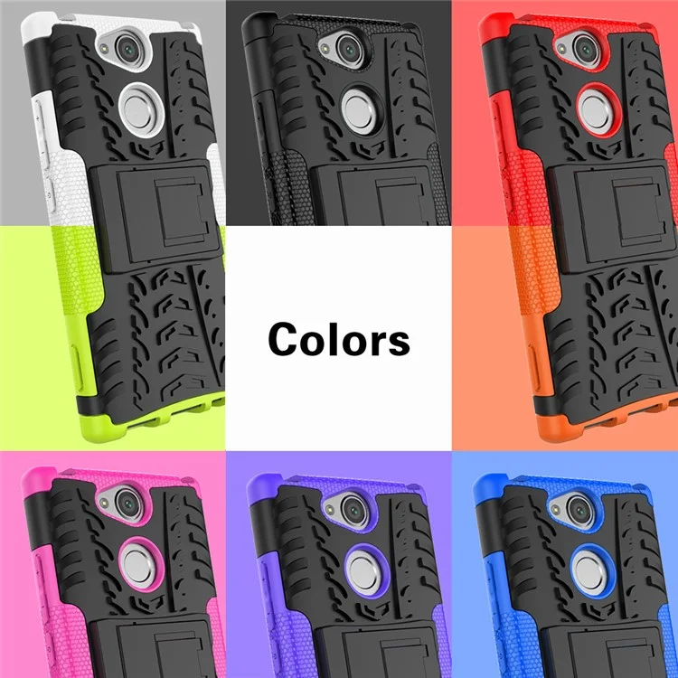 Anti-slip PC + TPU Hybrid Case with Kickstand for Sony Xperia XA2 - Black