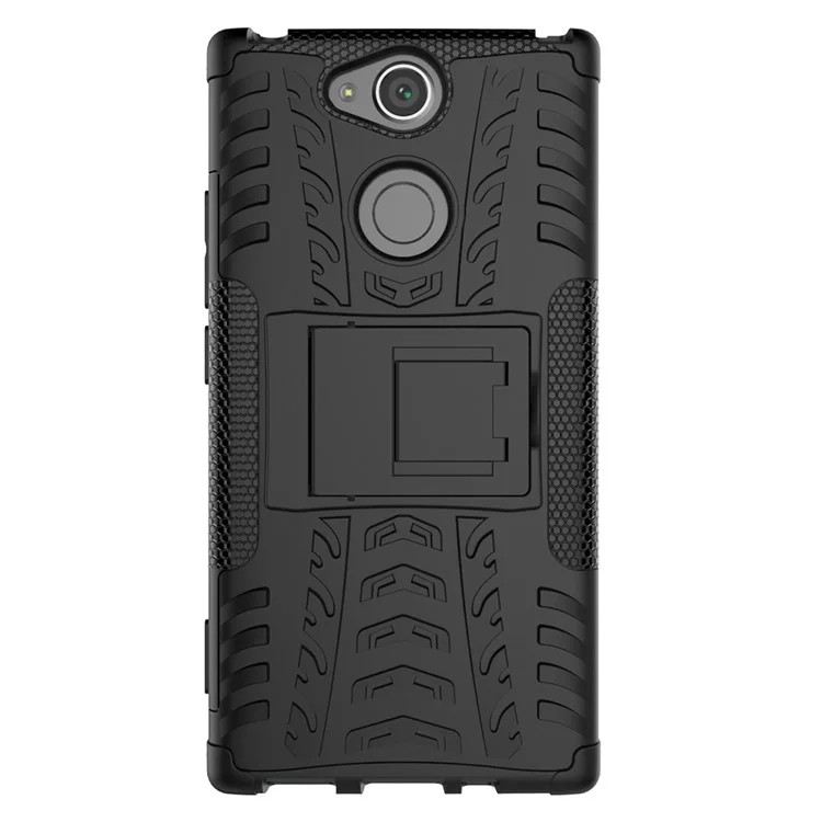 Anti-slip PC + TPU Hybrid Case with Kickstand for Sony Xperia XA2 - Black