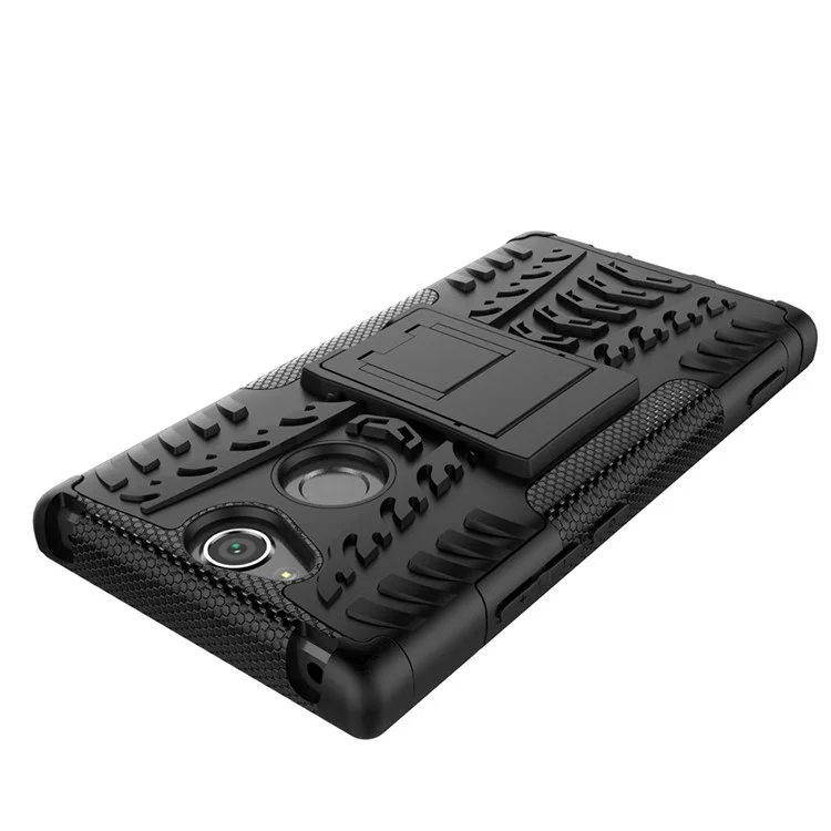 Anti-slip PC + TPU Hybrid Case with Kickstand for Sony Xperia XA2 - Black