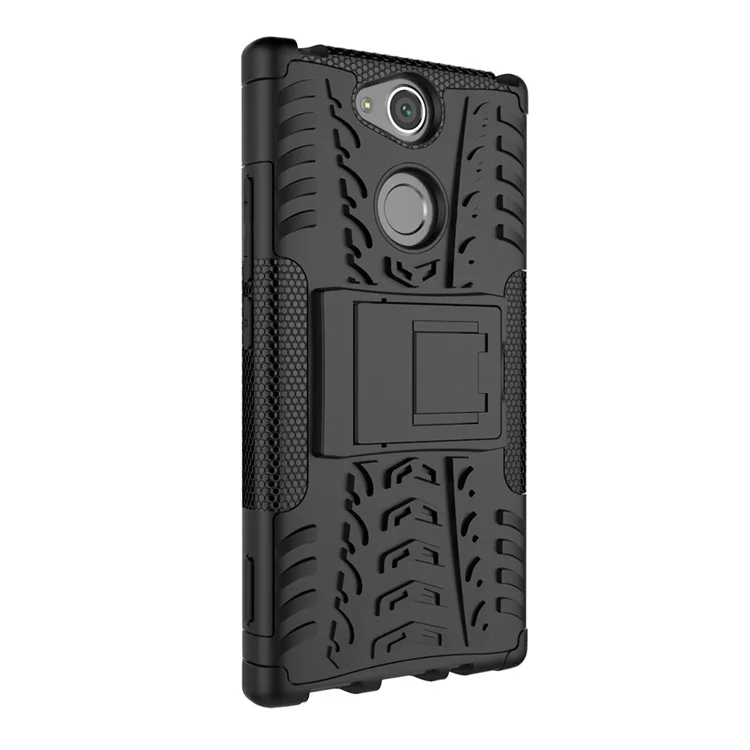 Anti-slip PC + TPU Hybrid Case with Kickstand for Sony Xperia XA2 - Black