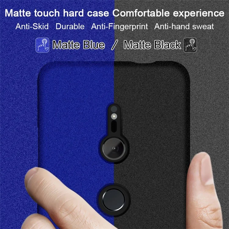 IMAK Ring Holder Kickstand PC Mobile Shell + Screen Protector for Sony Xperia XZ2 - Black