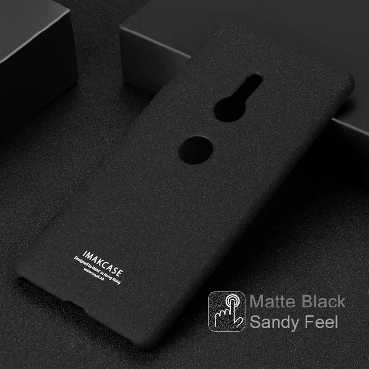 IMAK Ring Holder Kickstand PC Mobile Shell + Screen Protector for Sony Xperia XZ2 - Black