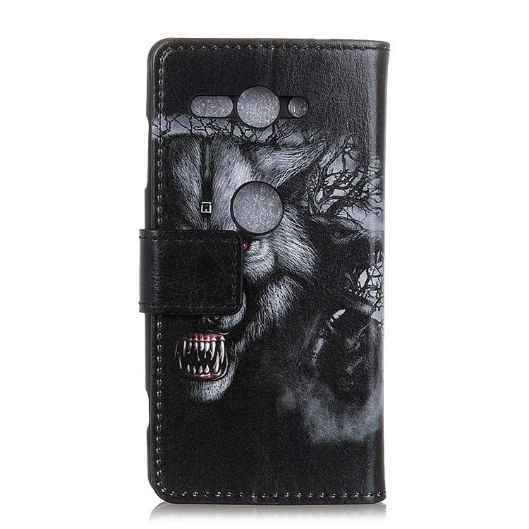 Pattern Printing Leather Wallet Case for Sony Xperia XZ2 Compact - Wolf Pattern
