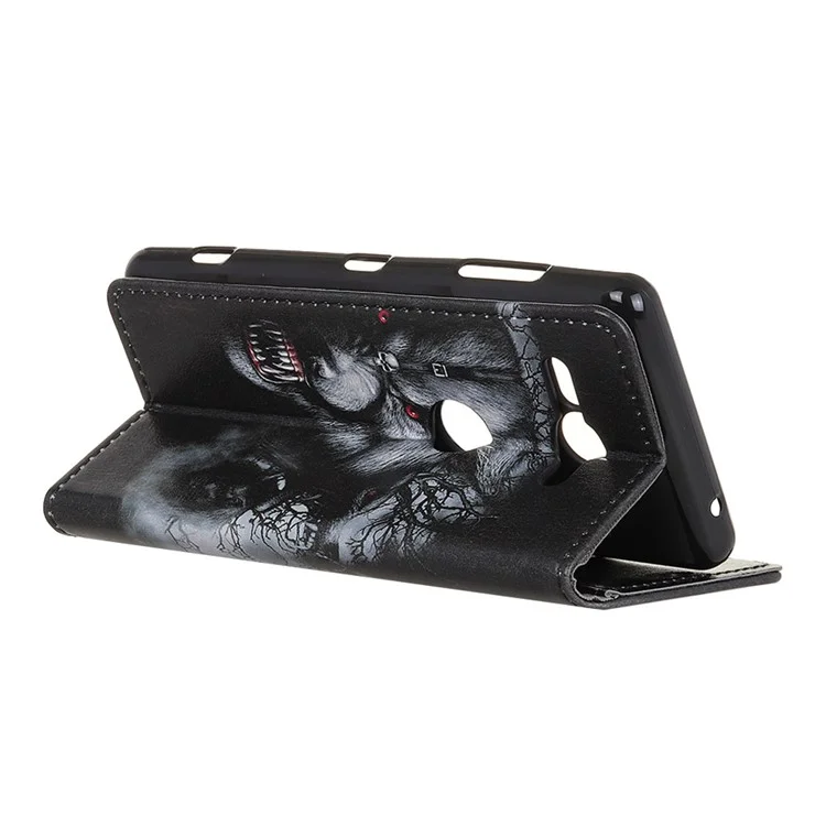 Pattern Printing Leather Wallet Case for Sony Xperia XZ2 Compact - Wolf Pattern