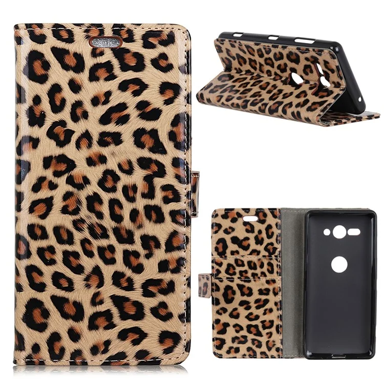 Leopard Pattern Wallet Stand Leather Phone Case for Sony Xperia XZ2 Compact
