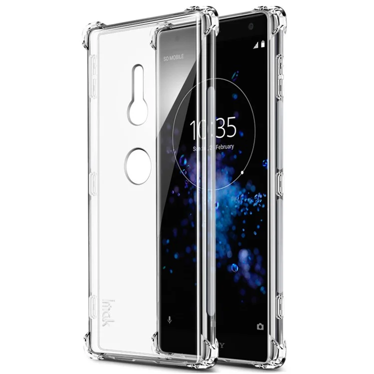 IMAK Skin Feel Anti-drop TPU Phone Case + Explosion-proof Screen Film for Sony Xperia XZ2 - Transparent