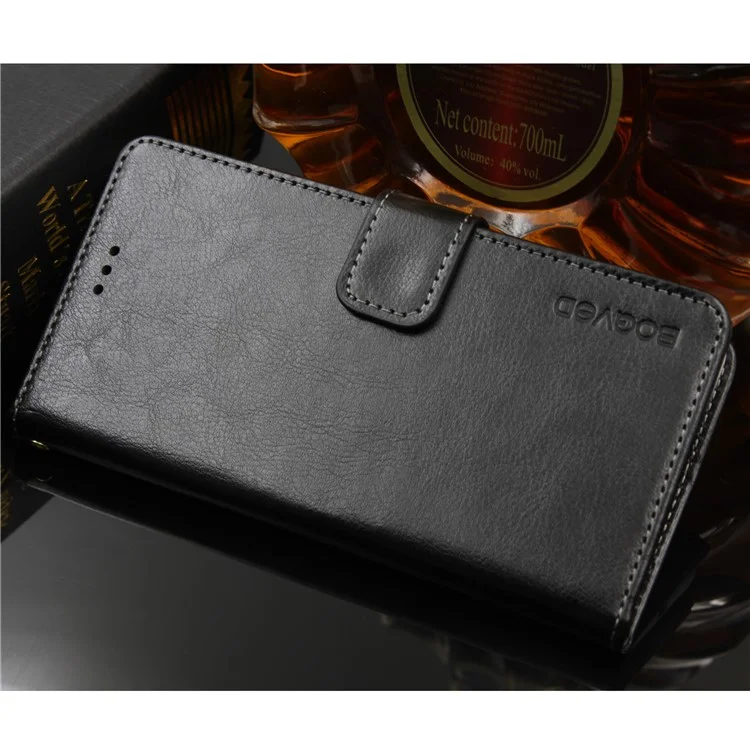 BOGVED Crazy Horse Wallet Leather Mobile Phone Case for Sony Xperia XA2 Ultra - Black