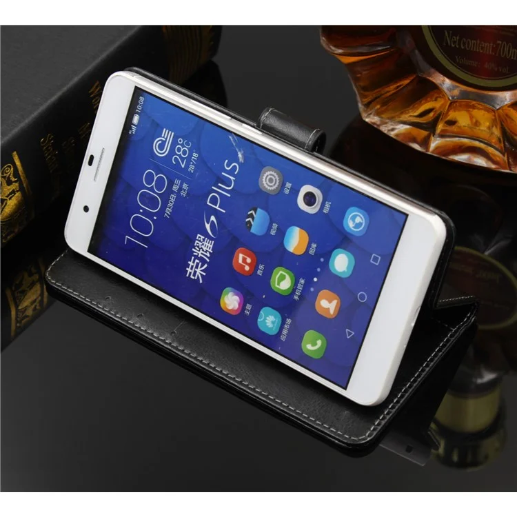 BOGVED Crazy Horse Wallet Leather Mobile Phone Case for Sony Xperia XA2 Ultra - Black
