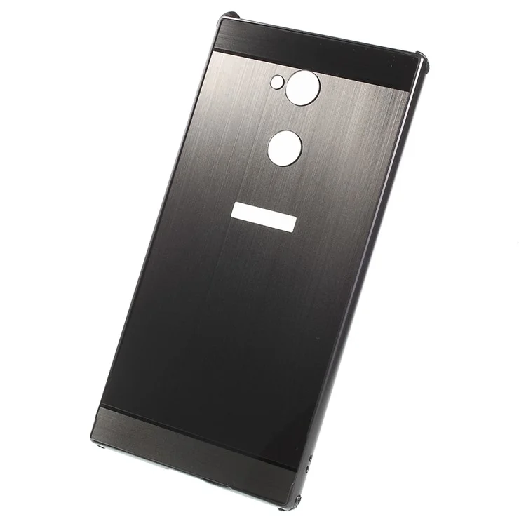 Electroplated Metal Bumper + Brushed PC Back Panel Slide-on Case for Sony Xperia XA2 Ultra - Black