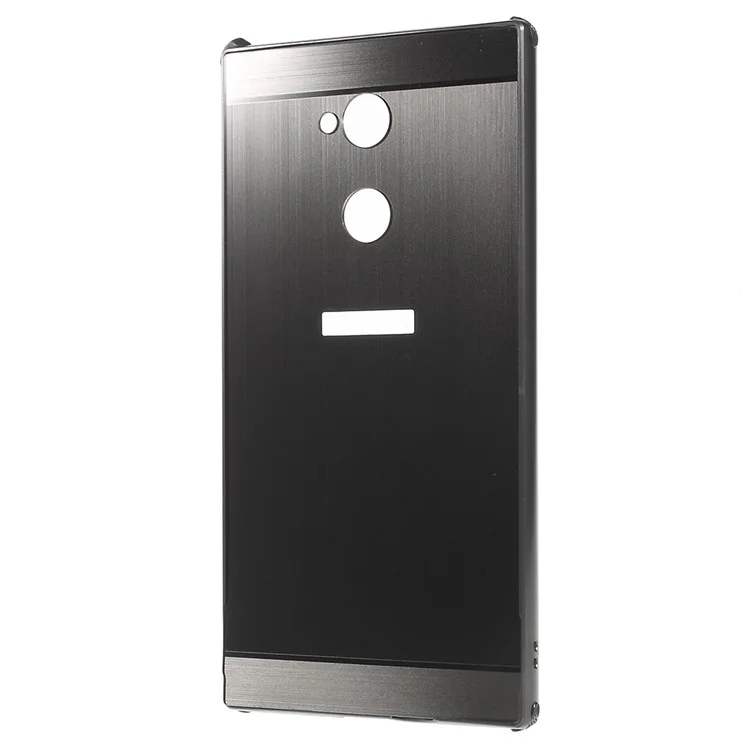 Electroplated Metal Bumper + Brushed PC Back Panel Slide-on Case for Sony Xperia XA2 Ultra - Black