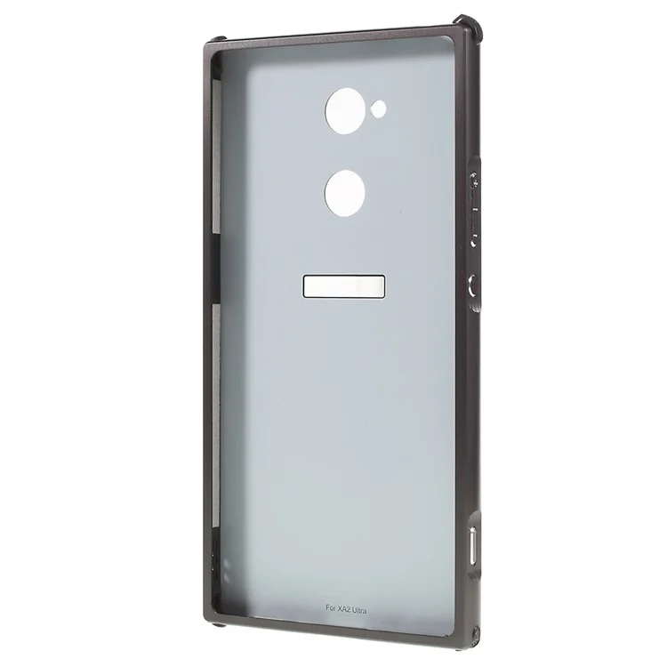 Electroplated Metal Bumper + Brushed PC Back Panel Slide-on Case for Sony Xperia XA2 Ultra - Black