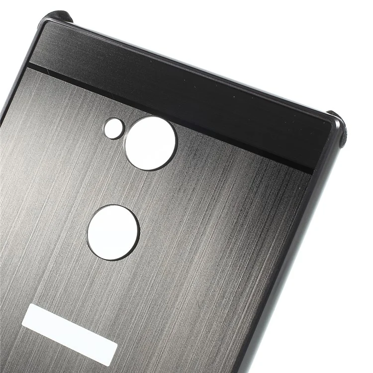Electroplated Metal Bumper + Brushed PC Back Panel Slide-on Case for Sony Xperia XA2 Ultra - Black