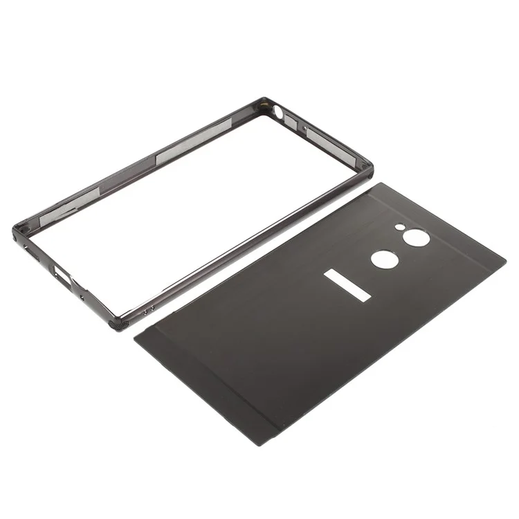 Electroplated Metal Bumper + Brushed PC Back Panel Slide-on Case for Sony Xperia XA2 Ultra - Black