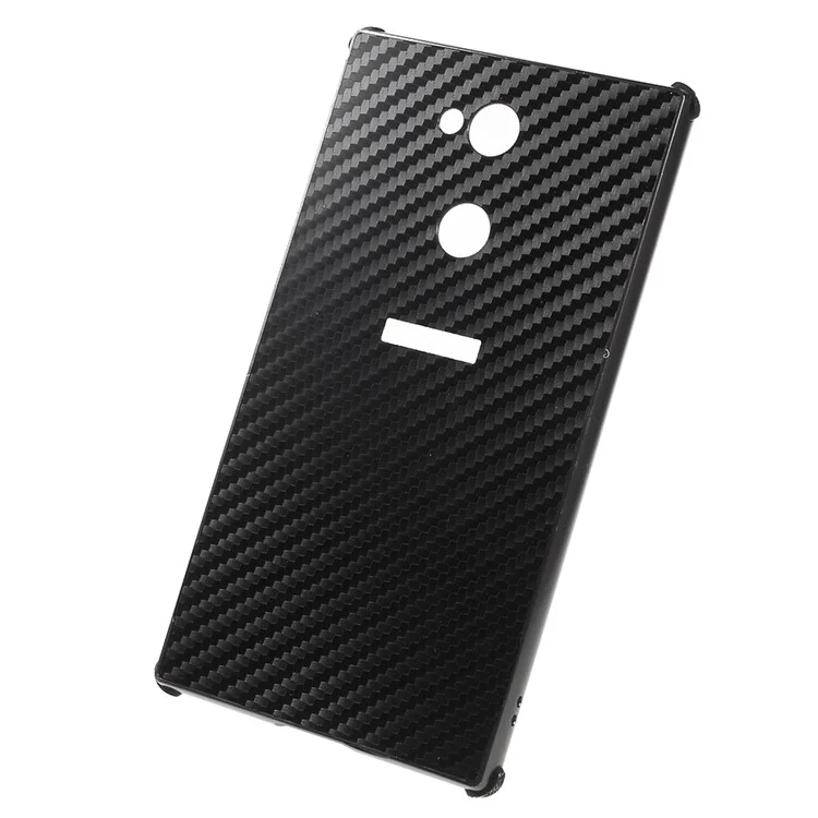 Slide-on Drop-proof Brushed PC Plate + Metal Bumper Hybrid Cover for Sony Xperia L2 - Black