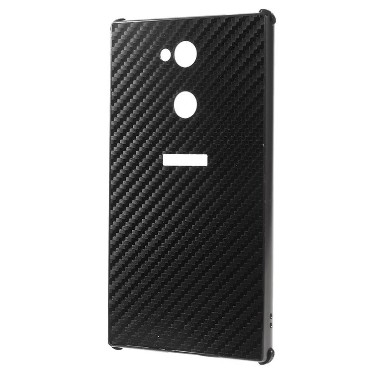 Slide-on Drop-proof Brushed PC Plate + Metal Bumper Hybrid Cover for Sony Xperia L2 - Black
