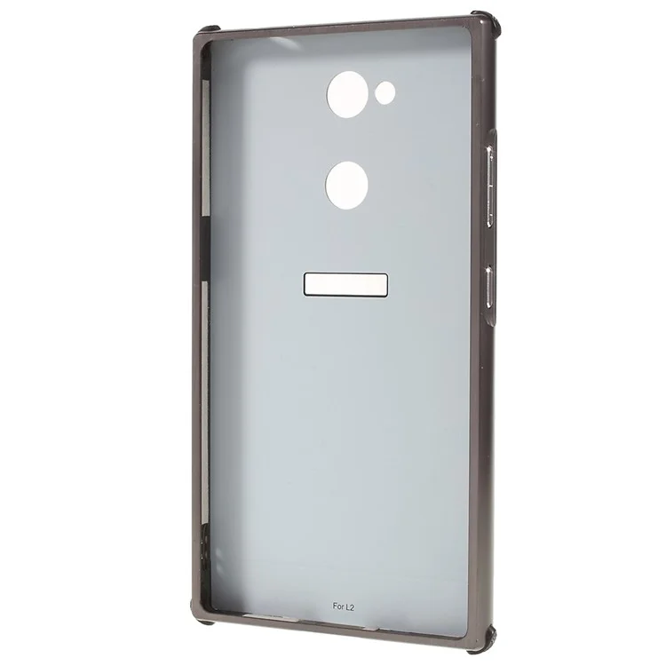 Slide-on Drop-proof Brushed PC Plate + Metal Bumper Hybrid Cover for Sony Xperia L2 - Black