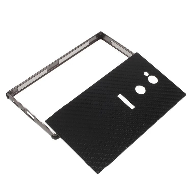 Slide-on Drop-proof Brushed PC Plate + Metal Bumper Hybrid Cover for Sony Xperia L2 - Black
