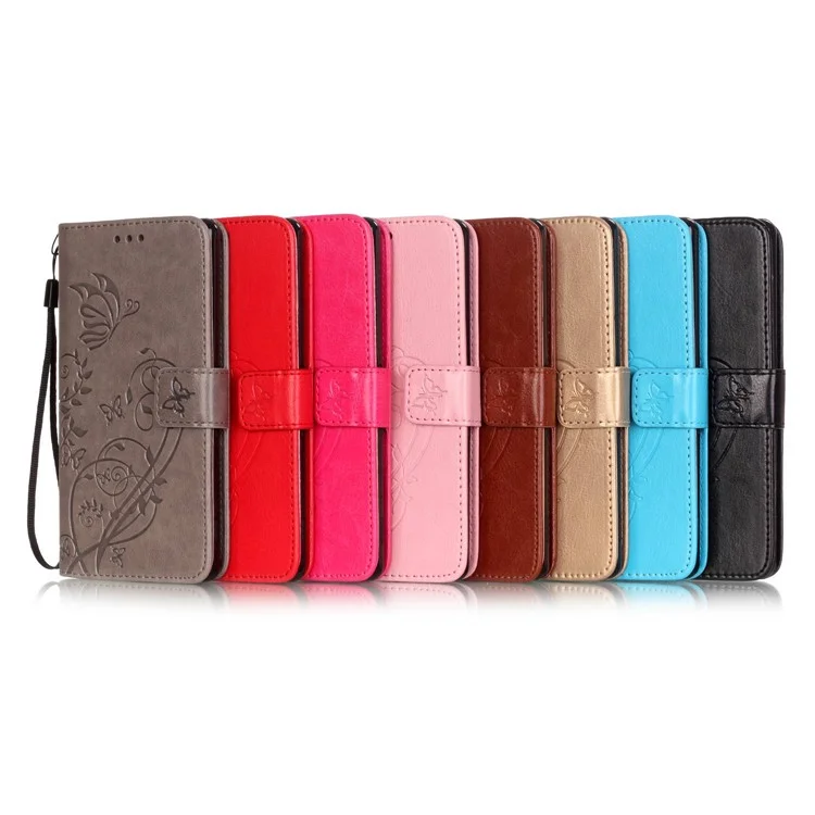 3D Effect Imprint Butterfly Flowers PU Leather Wallet Stand Case for Sony Xperia XZ2 Compact - Black