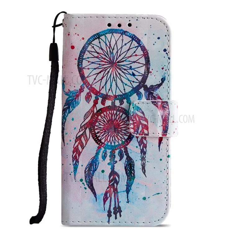 Padrão de Impressão de Celular Capa de Carteira de Couro Para Sony Xperia XZ2 Compact - Catcher de Sonho de Penas