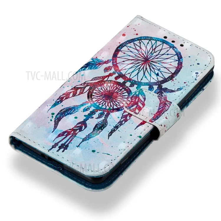 Pattern Printing Cell Phone Leather Wallet Case for Sony Xperia XZ2 Compact - Feather Dream Catcher