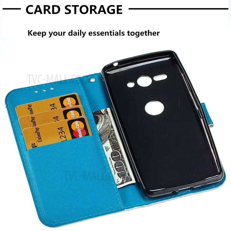 Pattern Printing Cell Phone Leather Wallet Case for Sony Xperia XZ2 Compact - Feather Dream Catcher