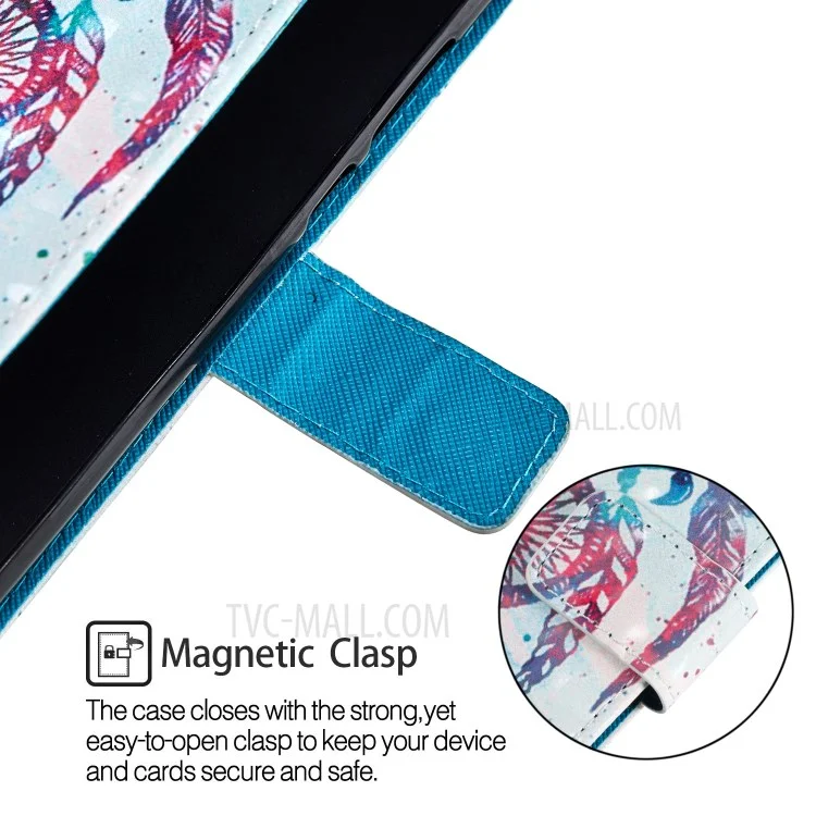 Pattern Printing Cell Phone Leather Wallet Case for Sony Xperia XZ2 Compact - Feather Dream Catcher