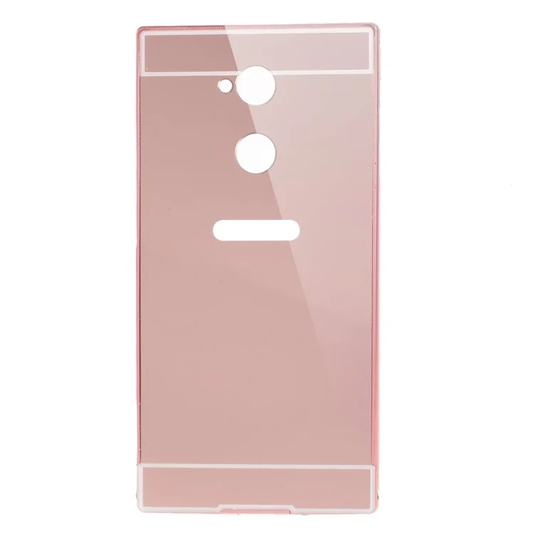 Slide-on PC Plate + Metal Bumper Hybrid Case for Sony Xperia XA2 Ultra - Rose Gold