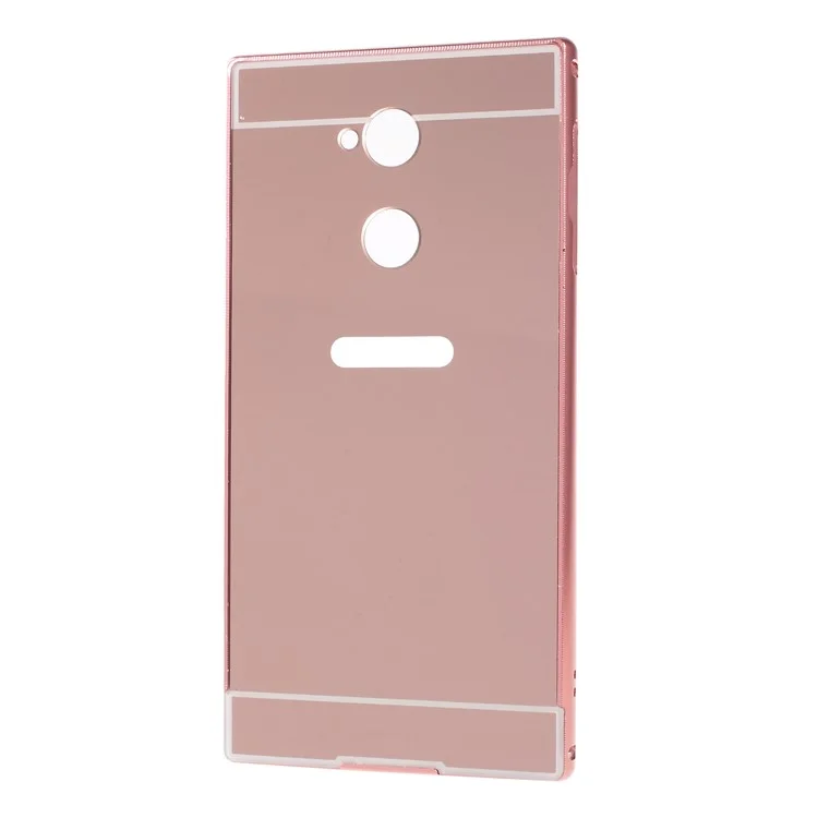 Slide-on PC Plate + Metal Bumper Hybrid Case for Sony Xperia XA2 Ultra - Rose Gold