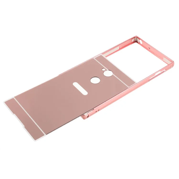 Slide-on PC Plate + Metal Bumper Hybrid Case for Sony Xperia XA2 Ultra - Rose Gold