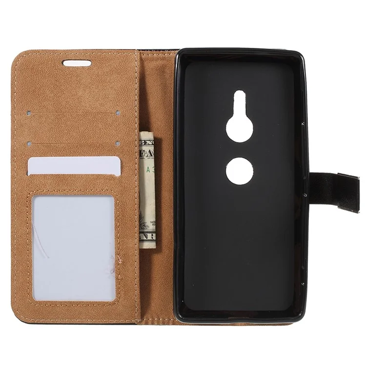 Wallet Leather Stand Case for Sony Xperia XZ2 - Black
