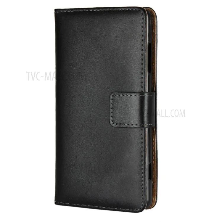 Genuine Leather Wallet Stand Phone Case for Sony Xperia XZ2 Compact - Black