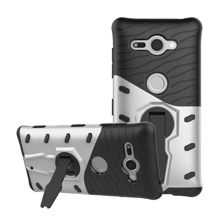 Armor PC + TPU Hybrid Case with Rotary Kickstand for Sony Xperia XZ2 Compact - Silver