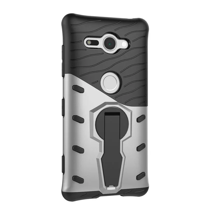 Armor PC + TPU Hybrid Case with Rotary Kickstand for Sony Xperia XZ2 Compact - Silver