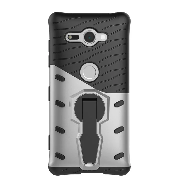 Armor PC + TPU Hybrid Case with Rotary Kickstand for Sony Xperia XZ2 Compact - Silver