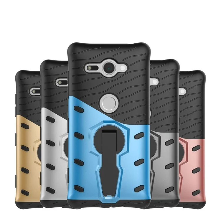 Armor PC + TPU Hybrid Case with Rotary Kickstand for Sony Xperia XZ2 Compact - Silver