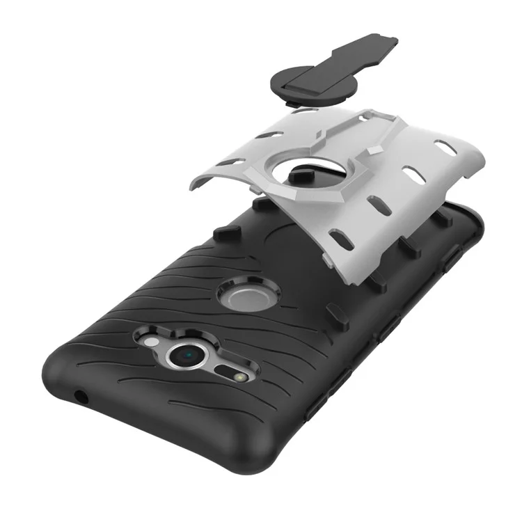 Armor PC + TPU Hybrid Case with Rotary Kickstand for Sony Xperia XZ2 Compact - Silver